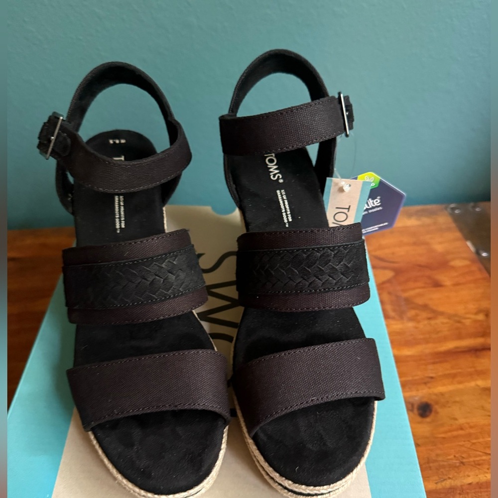 TOMS Black Woven Strap Sandals